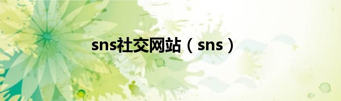 sns社交网站（sns）
